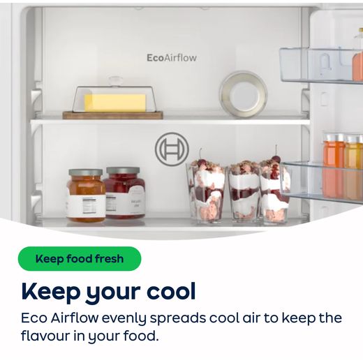 Bosch Series 2 Integrated 60/40 Frost Free Fridge Freezer with Fixed Door Fixing Kit - White - AO Annotation - EcoAirFlow