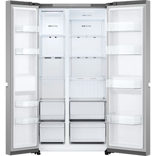 LG NatureFRESH™ American Fridge Freezer - Prime Silver  - Front with door open shot 
