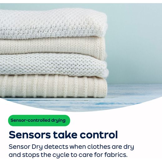 Hoover H-DRY 300 BATD H7A1TBE-80 Integrated Wifi Connected 7Kg Heat Pump Tumble Dryer - White - AO Annotation - Sensor-Dry