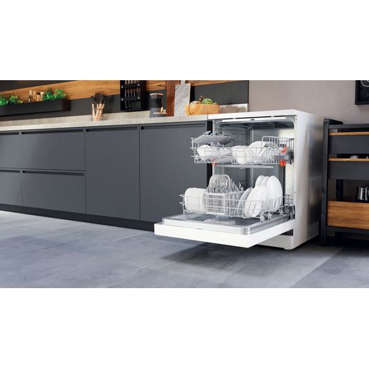 Hotpoint Standard Dishwasher - White - Dishwasher in kitchen shot