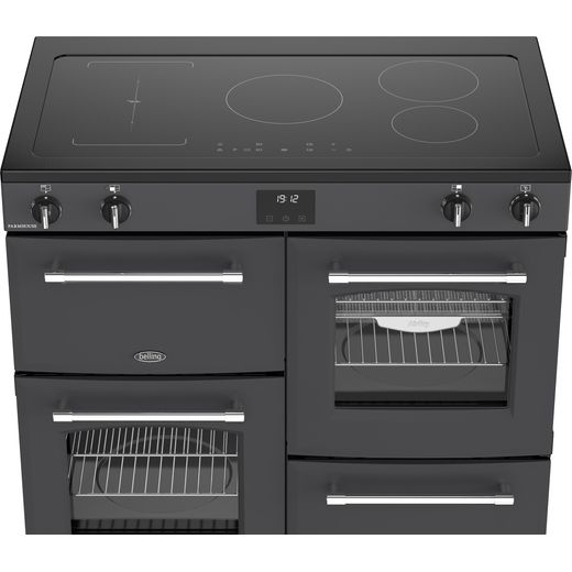 Belling Farmhouse 100Ei 100cm Electric Range Cooker with Induction Hob - Anthracite - High hob perspective shot