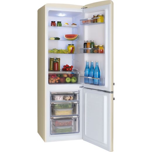 Retro 55cm freestanding static 60/40 fridge freezer - Cream - Doors open