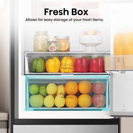 Hisense 70/30 Total No Frost Fridge Freezer - Stainless Steel - Annotation - Fresh box shot