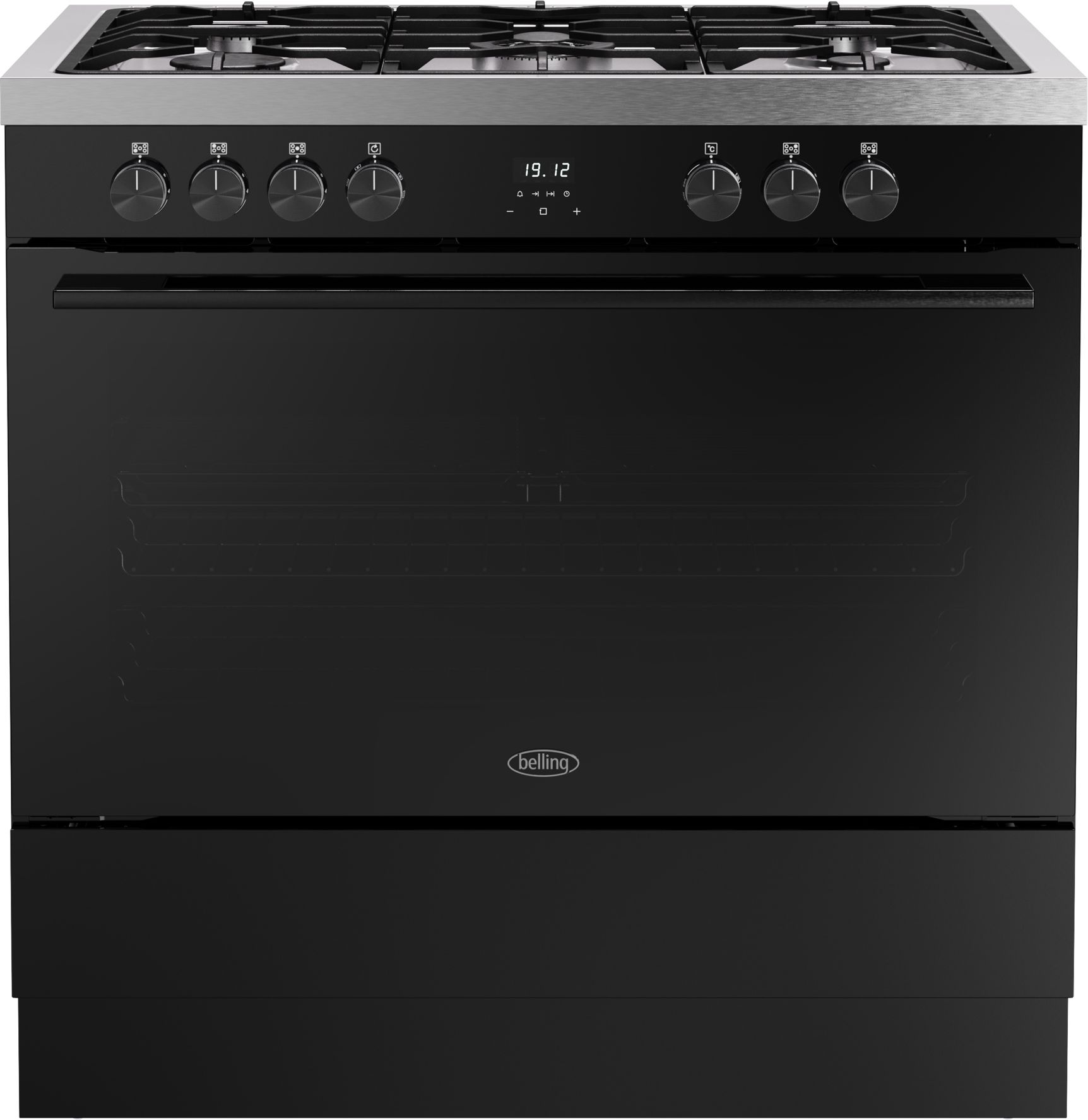 Image of Belling BEL RCA VISION SGL 90DF 90cm wide Dual Fuel Range Cooker with Gas Hob - Black - A Rated, Black