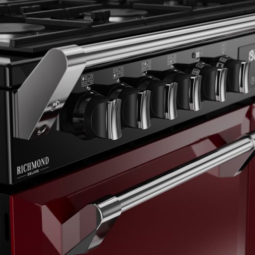 Stoves Richmond Deluxe 110DF 110cm Dual Fuel Range Cooker - Garnet Red - Control panel