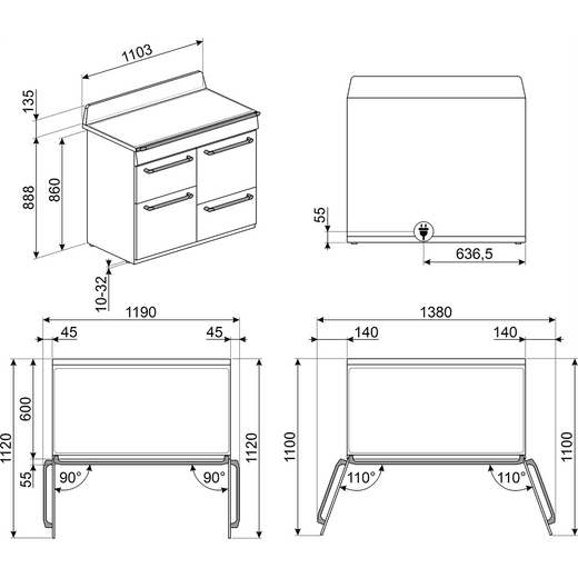 Smeg Electric Range Cooker with Zone induction hob Hob - Black