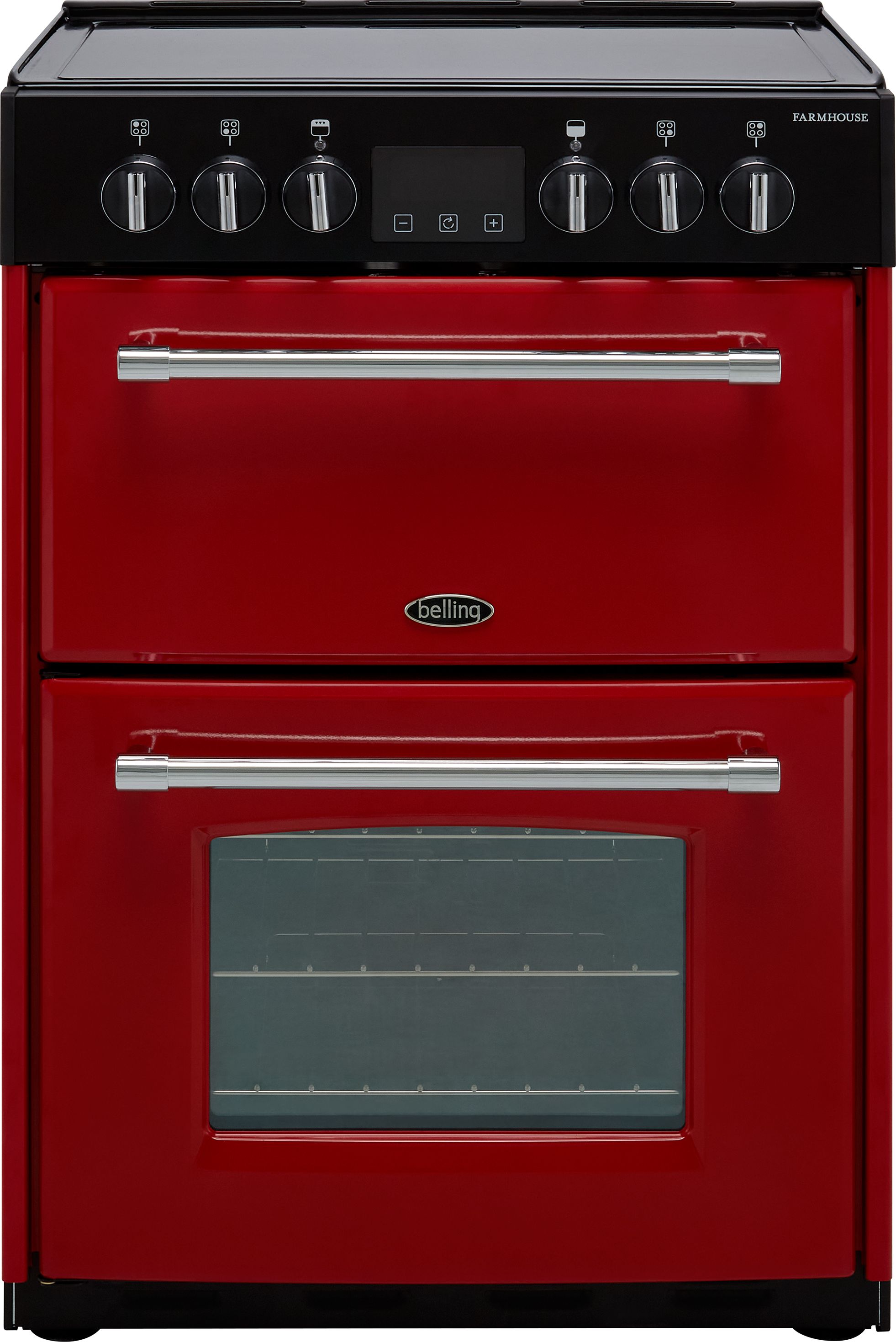 Belling Farmhouse60E 60cm Electric Cooker with Ceramic Hob - Hot Jalapeno - A/A Rated, Red