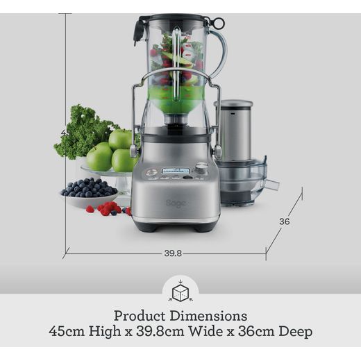 Sage The 3X Bluicer™ Pro SJB815BSS2GUK1 Juicer & Blender - Brushed Stainless Steel - Annotation - Dimensions shot