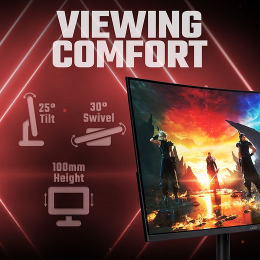 Acer Nitro XZ322QUV3bmiiphx Quad HD 31.5" Gaming Monitor - Black - Annotation - Viewing comfort