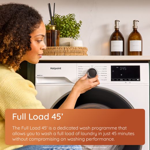 Hotpoint AntiStain HBD 8680 ANTI STAIN UK 8Kg / 6Kg Washer Dryer with 1400 rpm - White - Annotation - Full load 45'