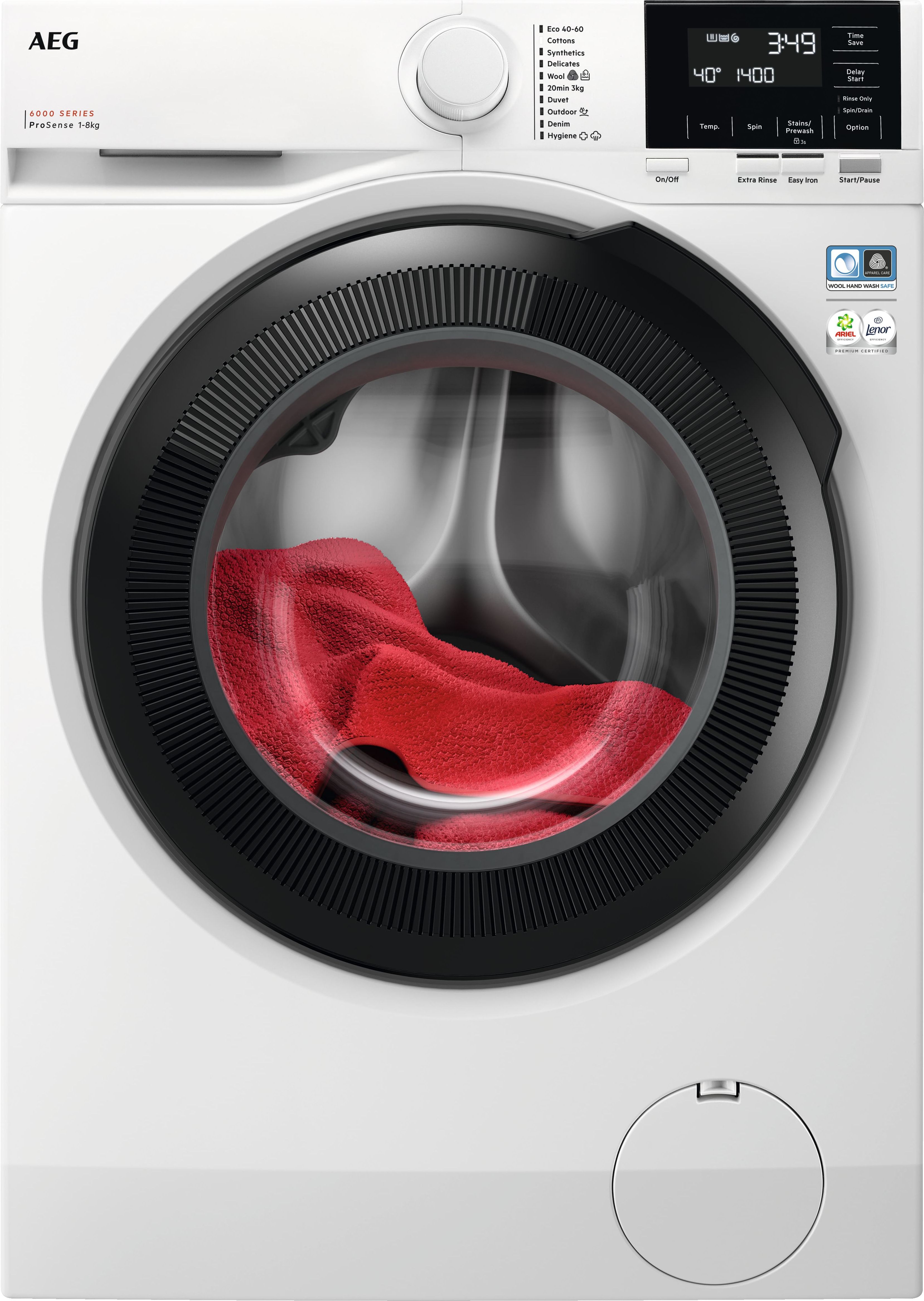 AEG ProSense Technology LFR61844B 8kg Washing Machine with 1400 rpm - White - A Rated, White