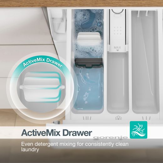Gorenje G200 Series WG2P94A22/UK 9kg Washing Machine with 1400 rpm - White - Annotation - ActiveMix Drawer