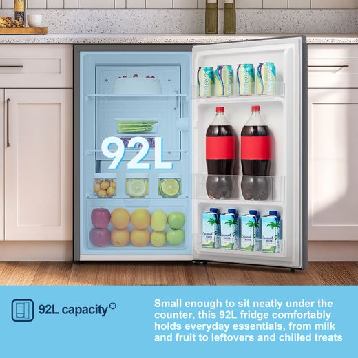 Fridgemaster MUL4892ES Compact 84cm Fridge - Silver - Annotation - capacity shot