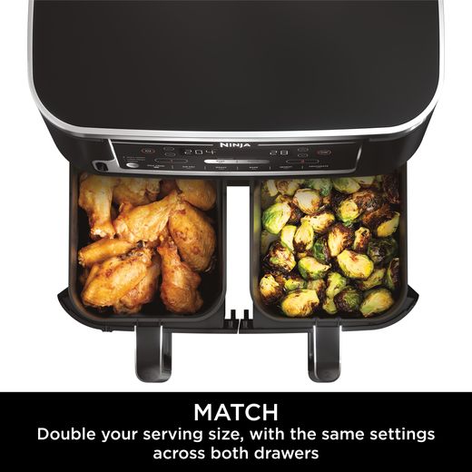 Ninja Foodi Max Dual Zone AF451UK Air Fryer - Black - Annotation - Double serving size shot