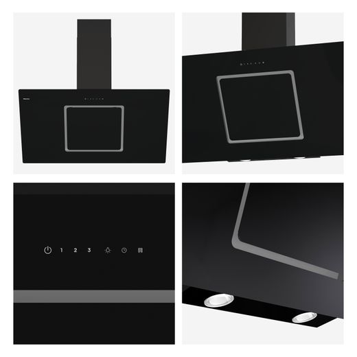 Hisense CH10IN14BBUK 100cm Angled Chimney Cooker Hood - Jet Black - Closeup images