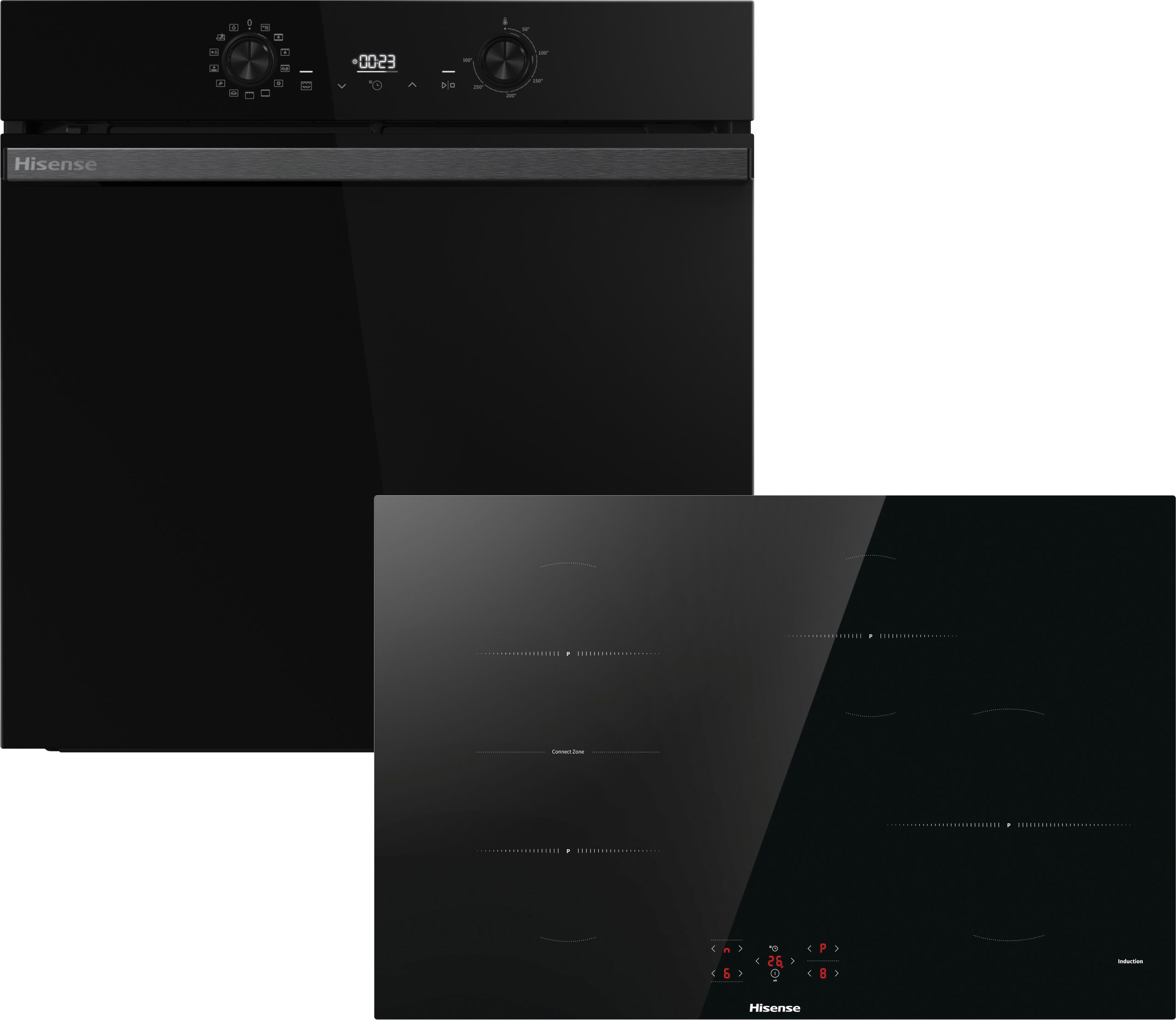 Hisense - Electric Oven and Gas Hob Pack - 77L Capacity - Black