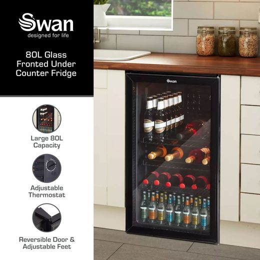 Swan Wine Cooler - Black  - Annotation - Feature shot
