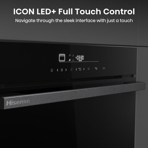 Hisense Hi6 BlackLine Built In Electric Single Oven - Jet Black - Annotation - Icon LED+