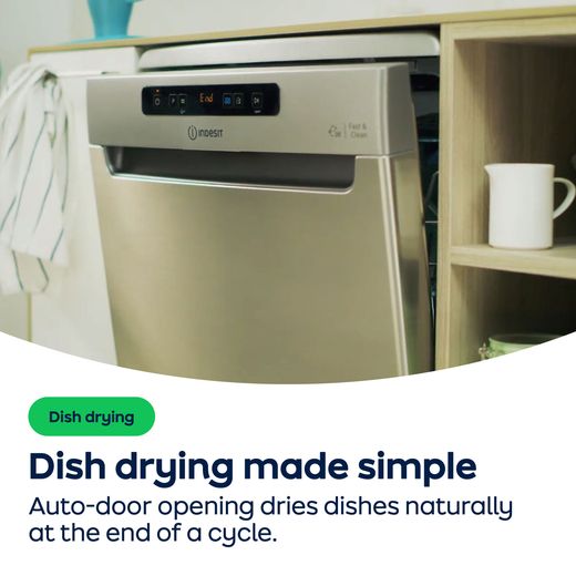 Indesit Push&Go Slimline Dishwasher - White - AO Annotation - Auto-Door-Dry