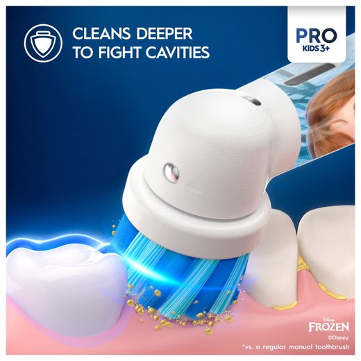 Oral B Vitality PRO Kids Giftset Frozen Electric Toothbrush - Blue - Annotation - Cleans deeper to fight cavities