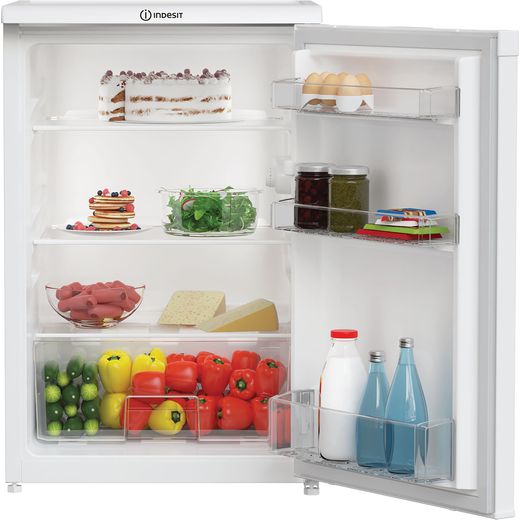Indesit I55R1 112W UK Fridge White - Front with door open shot 