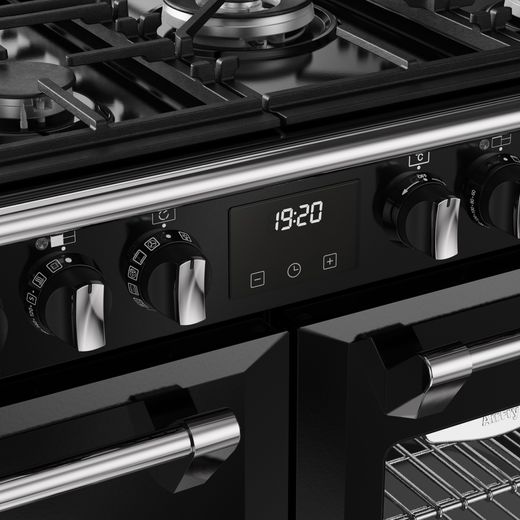 Stoves Richmond Deluxe 110cm Dual Fuel Range Cooker - Black - Control panel shot 