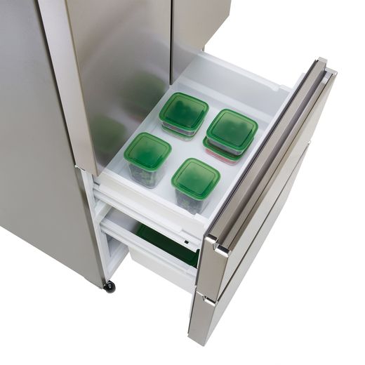 Haier American Fridge Freezer - Platinum Inox - Freezer drawer open