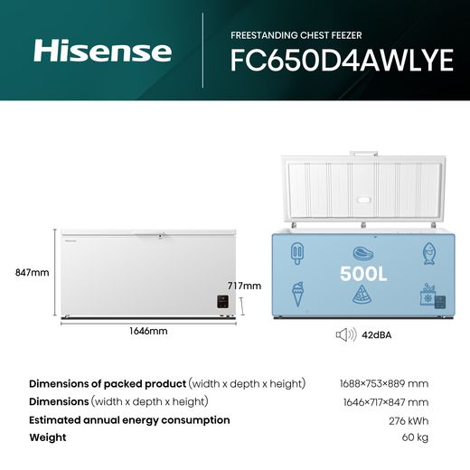 Hisense Chest Freezer - White - Annotation - Features shot