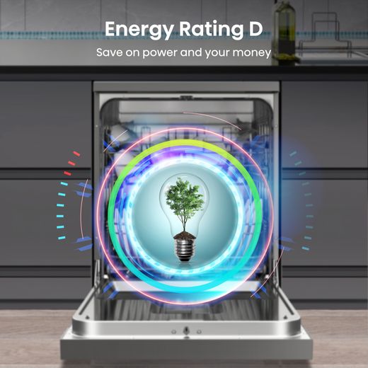 Hisense Standard Dishwasher - Stainless Steel - Annotation - Energy rating D shot