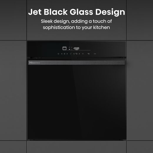 Hisense Built In Electric Single Oven - Black  - Annotation - Jet black design shot