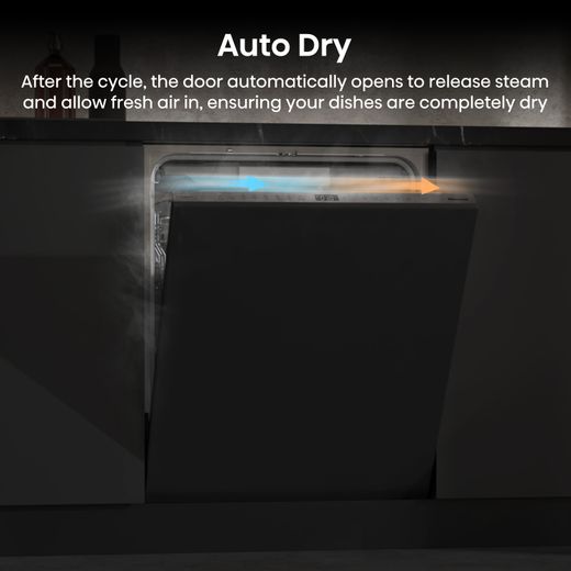 Hisense Integrated Standard Dishwasher - Black - Annotation - Auto Dry
