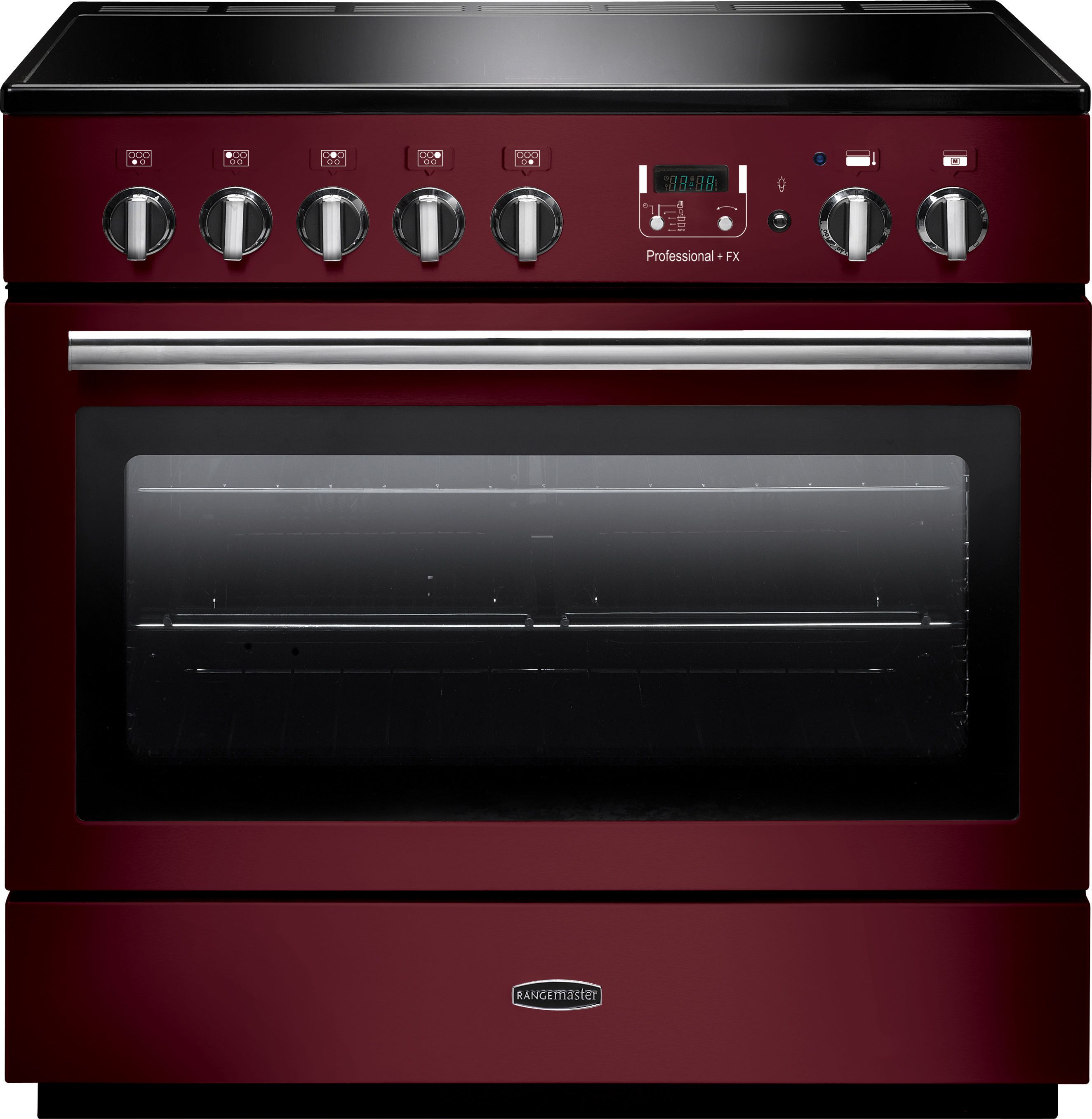 Rangemaster Professional Plus FX PROP90FXEICY/C 90cm Electric Range Cooker with Induction Hob - Cranberry - A Rated, Red