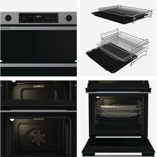 Hisense Hi6 Built In Electric Double Oven - Stainless Steel - Annotation  - Close up features shot