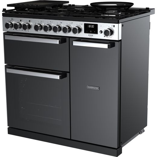 Rangemaster Dual Fuel Range Cooker - Black - Left perspective shot