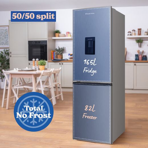 Russell Hobbs RH181TNF552E2SSWD 181cm 50/50 Frost Free Fridge Freezer - Stainless Steel - Annotation - split type shot