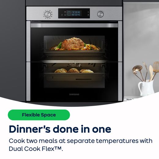 Samsung Series 5 Dual Cook Flex™ Electric Single Oven - Black Glass - Annotation - Dual cook flex shot
