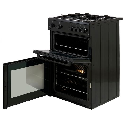 Beko FTG6201K 60cm wide Single Oven Gas Cooker - Black - Doors open