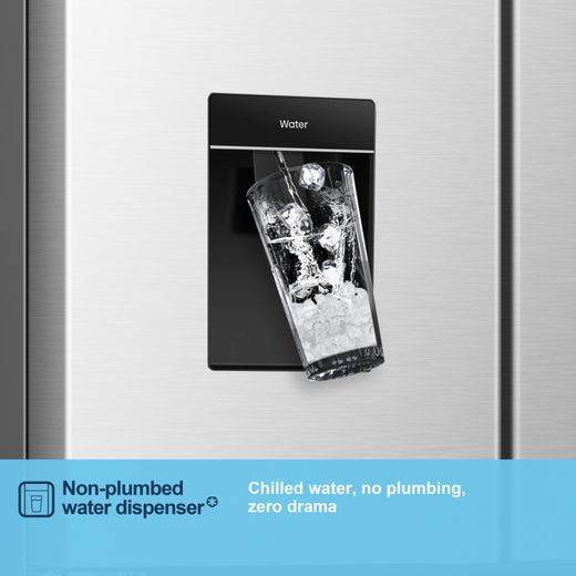 Fridgemaster American Fridge Freezer - Silver - Annotation - Non-plumbed water dispenser