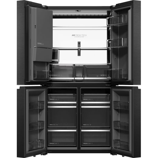 Haier Horizon American Fridge Freezer - Black - front with doors open shot