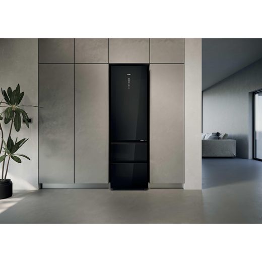 Haier 3D 60 Series 7 HTW7620DNGB Wifi Connected 205cm High No Frost Fridge Freezer - Black - Fridge in kitchen