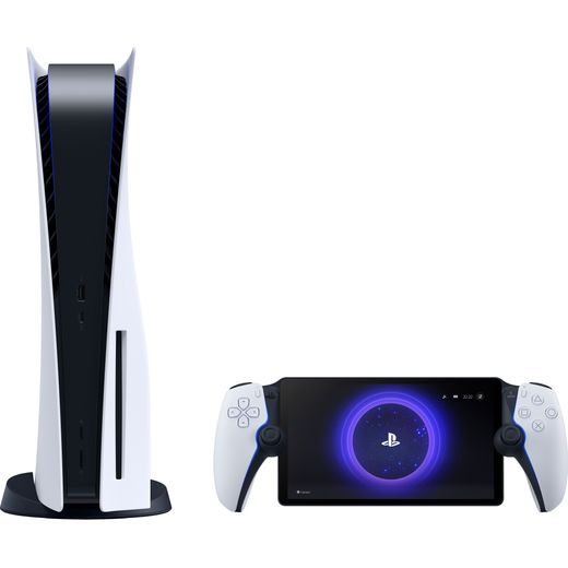 PlayStation - White / Black - Front with PS5 console shot