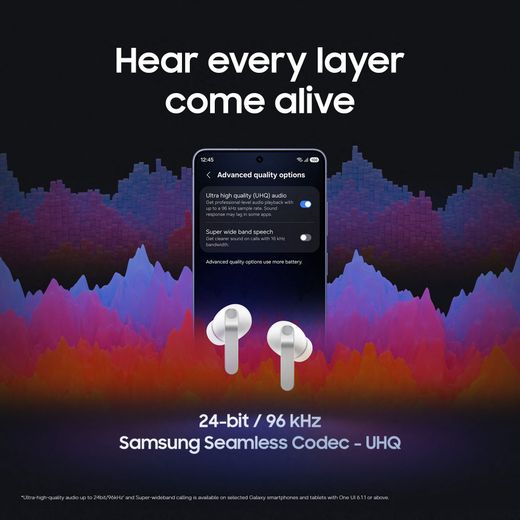 Samsung Galaxy Buds4 Pro Headphones - Black - Annotation - Hear every layer shot