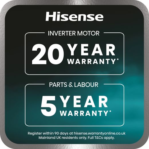 Hisense KitchenFit 5i Series WD5I1245BBRH Wifi Connected / 8Kg Washer Dryer with 1400 rpm - Black - Annotation - warranty shot