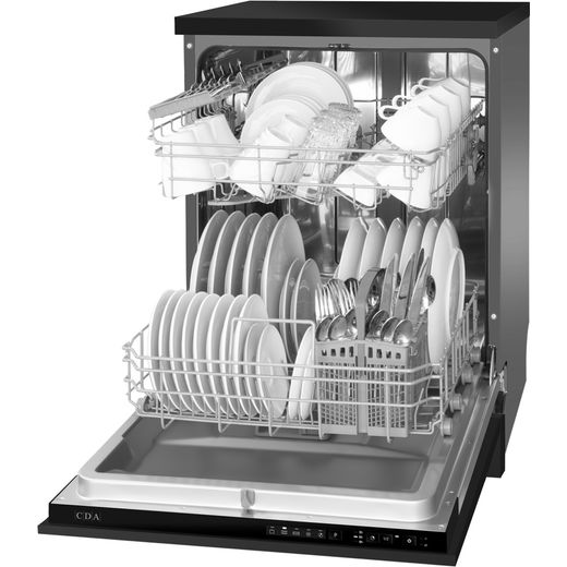 CDA Integrated Standard Dishwasher - Black - Left perspective
