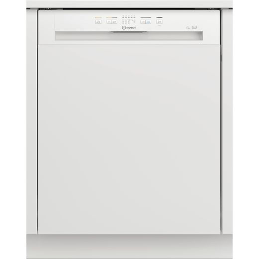 Indesit Integrated Standard Dishwasher - White - Front in kitchen cupboard shot