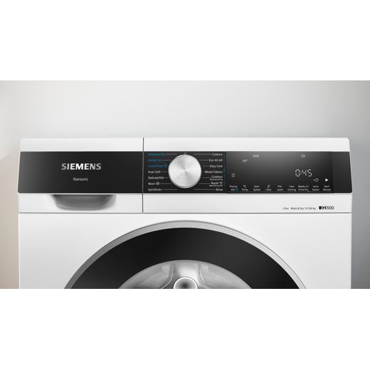 Siemens IQ-500 i-Dos™ 10.5Kg / 6.0Kg Washer Dryer - White - Close up control panel shot