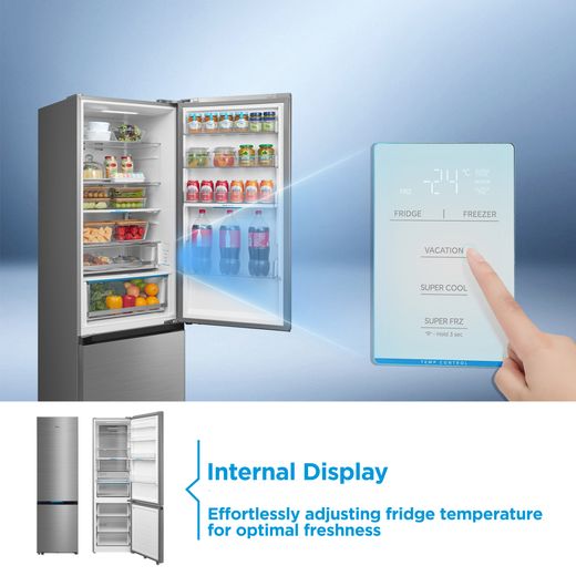 Midea Spacemaster MDRB600MIC46P Wifi Connected 201cm High 70/30 Frost Free Fridge Freezer - Black - Annotation - Internal display