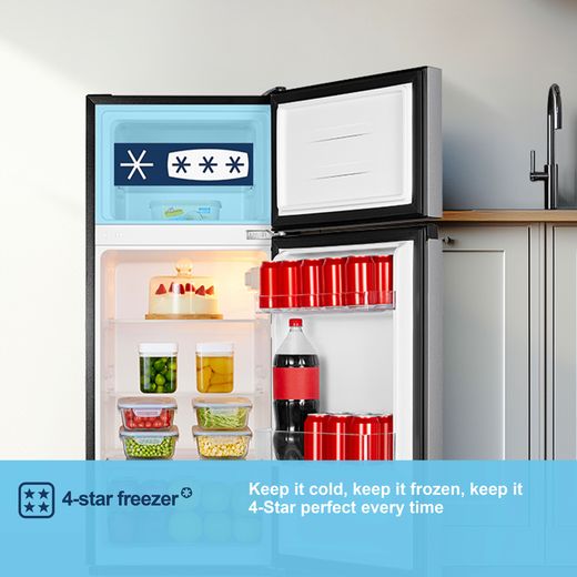 Fridgemaster MTM48120ES 117cm 80/20 Small Fridge Freezer - Silver  - Annotation - 4 star freezer shot