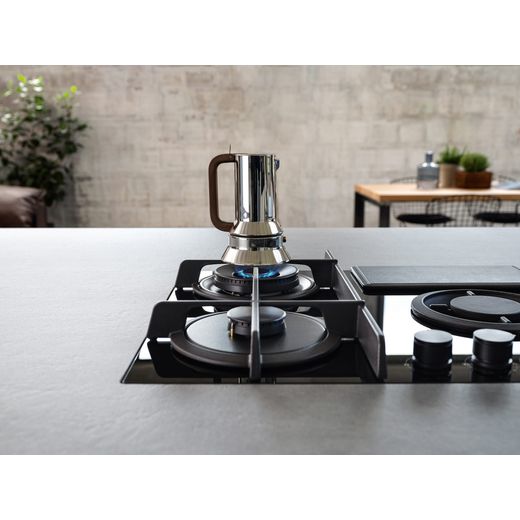 Elica NikolaTesla Flame EVO NT-FLAME-EVO-BL 88cm Venting Gas Hob - Black  - Hob in kitchen shot 