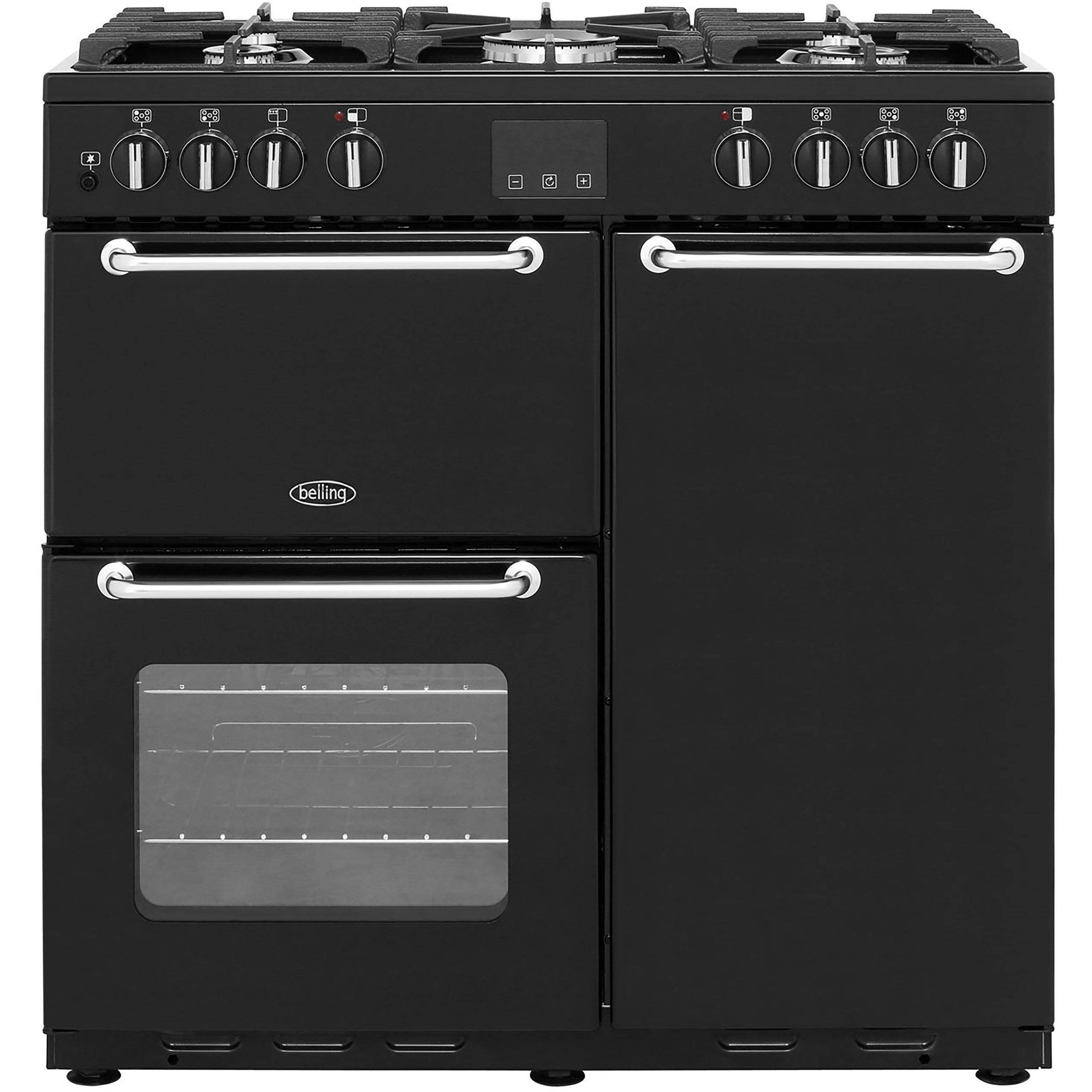 Belling SANDRINGHAM90DFT 90cm Dual Fuel Range Cooker - Black - A/A Rated, Black